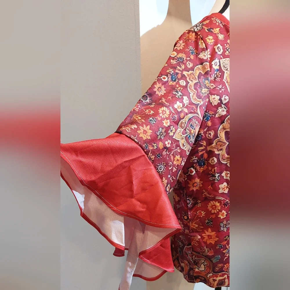 Elegant Red Floral Women's Tunic - Picture 5 of 12